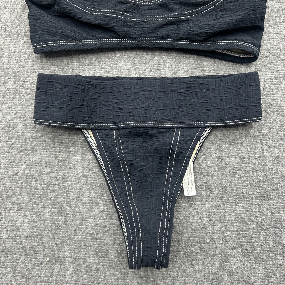 Free People Free-est Farrah Dylan Bikini Set XS/S Black Textured Swimsuit - Picture 4 of 10